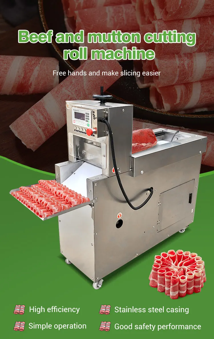 Rebanadora De Carne Fully Automatic Commercial Wide Frozen Fish Meat Bacon Slice Cut Make Slicer 4 Rolls Machine