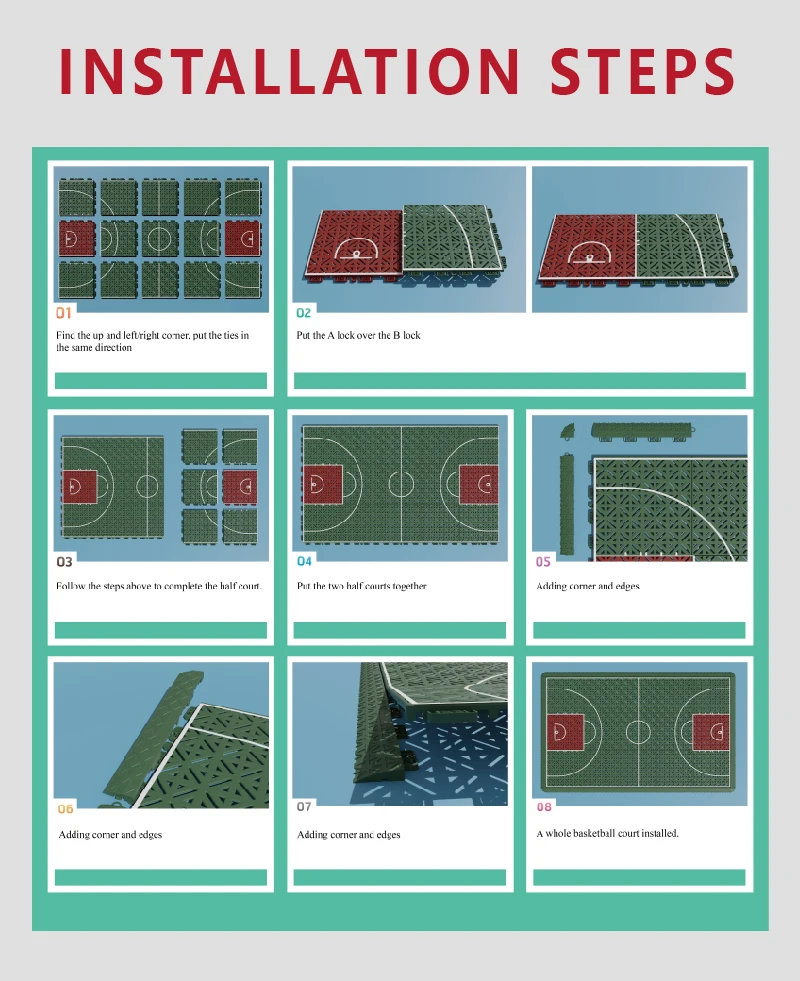 Interlocking Outdoor Multisports Courts Tiles Children's Home 3x3