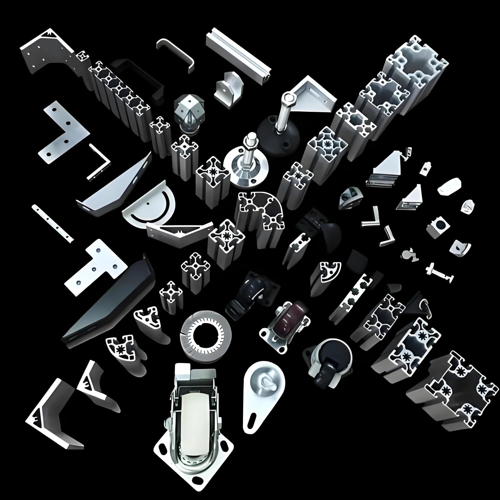 Profilés industriels en aluminium 2020 4040 4080 8080 Séries pour châssis de machine et ligne d'assemblage - Extrusion sur mesure et service OEM