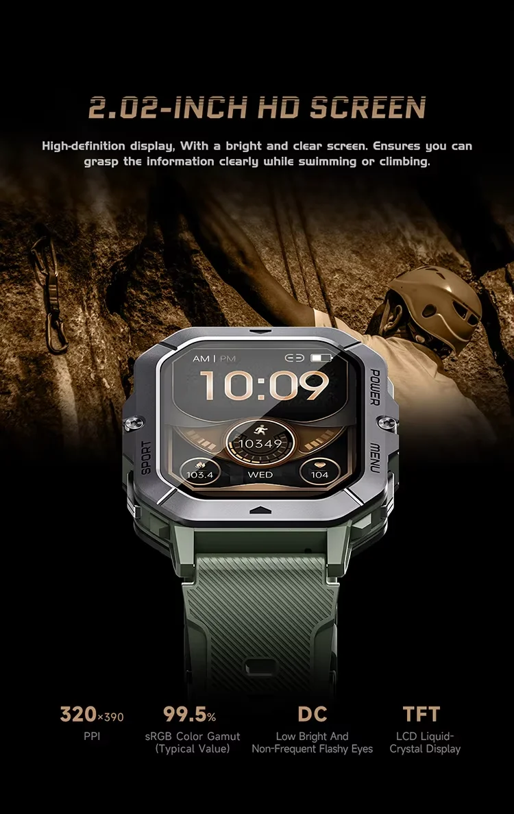 C28 Smartwatch Outdoors Smartwatch  Heart Rate Blood Oxygen Pressure for Men