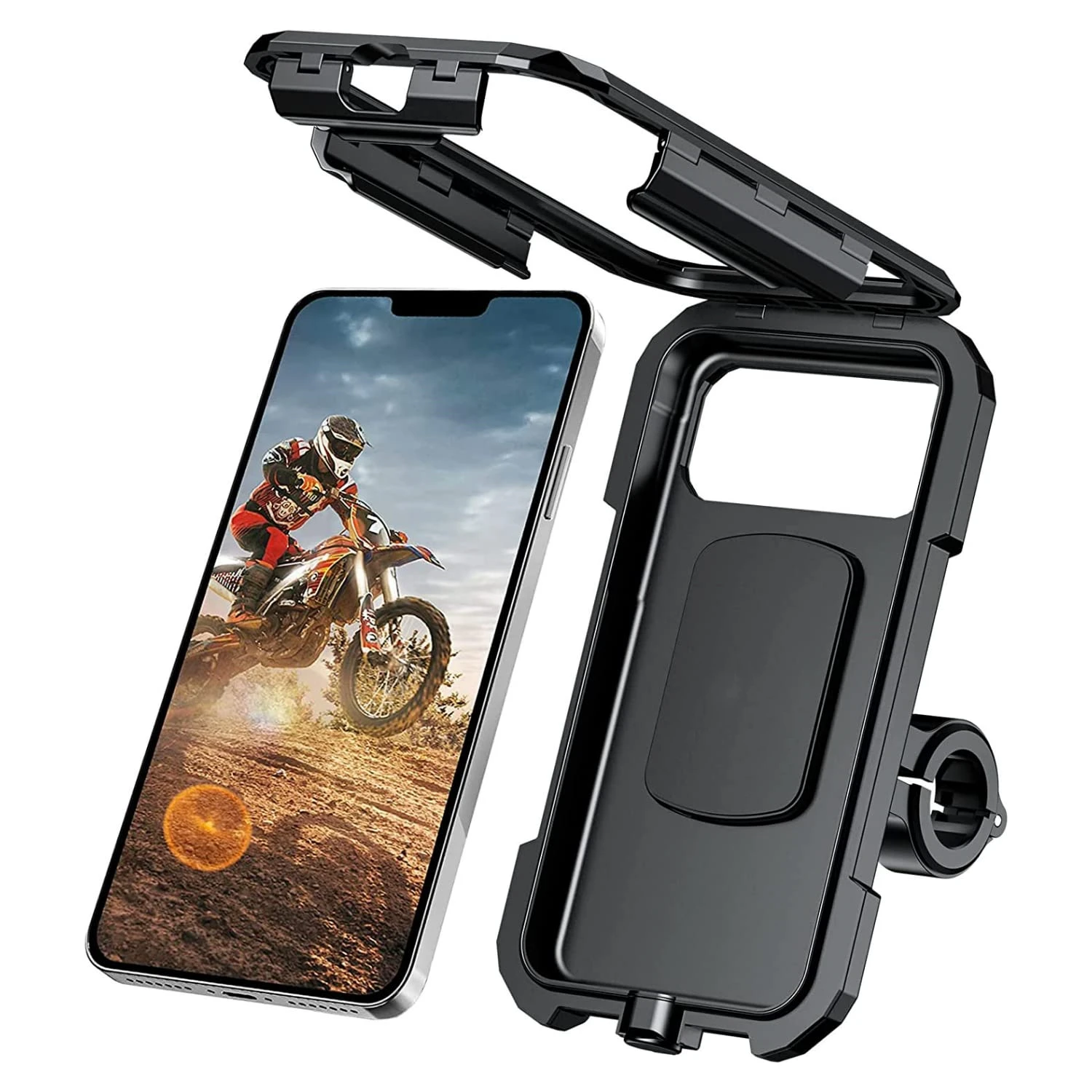 thumbnail image 2 of Universal 360° Waterproof Bicycle Phone Mount – Fits All Phones, Handlebar Clip 2 of 4
