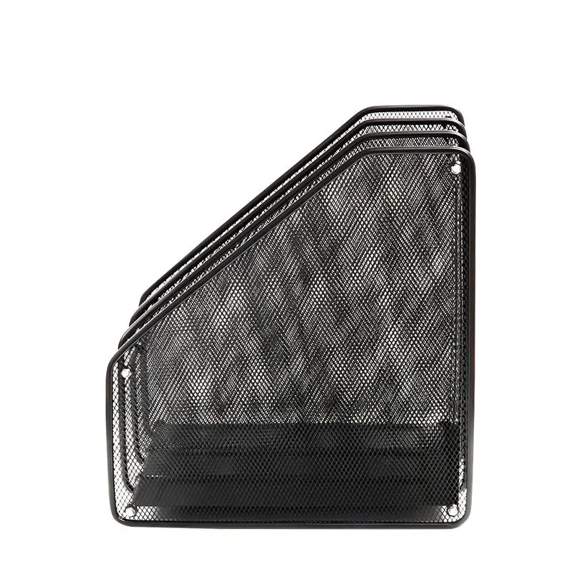 Metal Black Mesh Desk Detachable  File Organizer  3-tier Magazine  Holder Organizer Holder With 3 Compartments