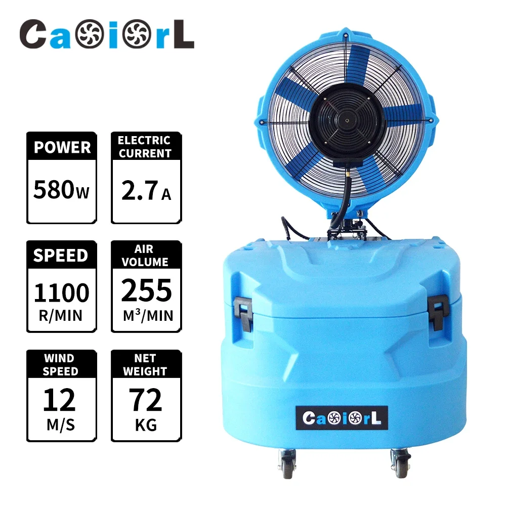 Caoiorl Powerful Oscillating Mobile Mist Cooler Portable Misting Fan Commercial Spray Mist Fan with Water for Outdoor Coolers