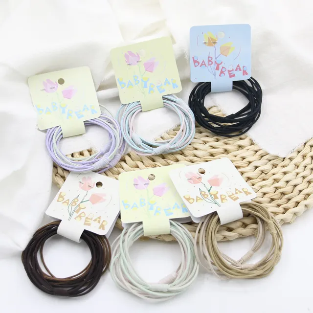 Factory Wholesale Duotone Candy Color Classic Handmade Knitted Hair Ties Multi-layer Scrunchies Hair Bands Hair Accessories