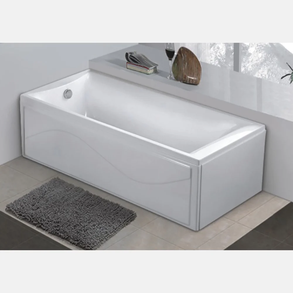 Simple Design 5 Years Warranty Single Threshold White Solid Resin Soaking Embedded Bathroom Bathtub