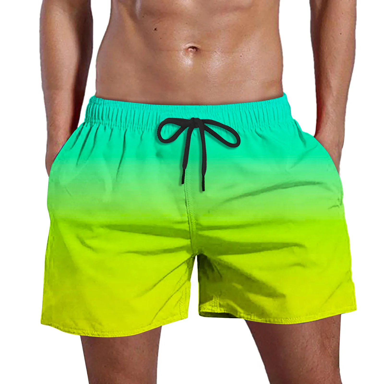 Custom  Men's Gradient Swim Trunks Summer Quick Dry Water Resistance Pocket Beach Shor Hawaiian Shor Men Summer915_voghion.com