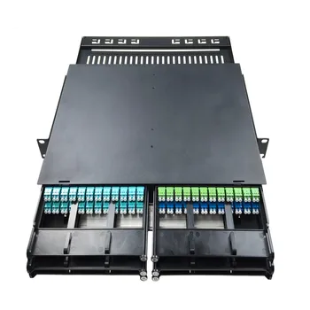 High Density 144 Fibers 1U Fiber Optic Patch Panel Rack Mount Enclosure Sliding Drawer Customized ODF for Data Center/FTTX
