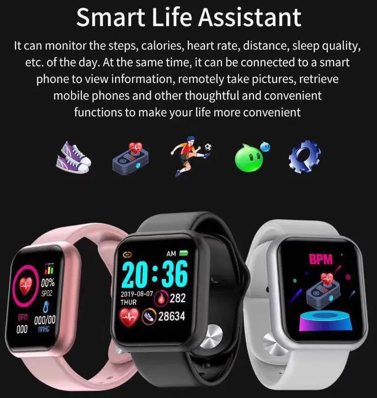 D20s Smart Watch D20 Fitpro App Y68 Ip67 Waterproof Bt Wireless Fitness