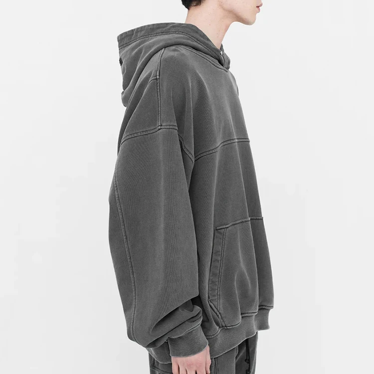 Mens Oversized Grey Hoodie With Front Pocket Comfortable High Quality