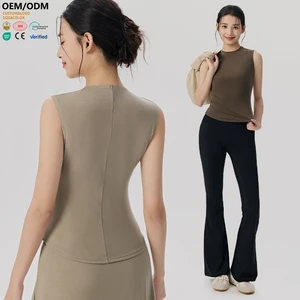 XW-DWM116036 Merino Breathable Quick Dry Sportswear Soft Fabric Skin Friendly Sleeveless Yoga Wear Solid Pattern Tops for Women