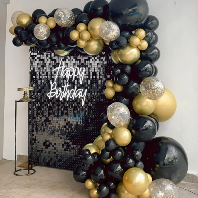 30th 40th 50th Birthday Party Balloons Black Gold Garland Arch Kit