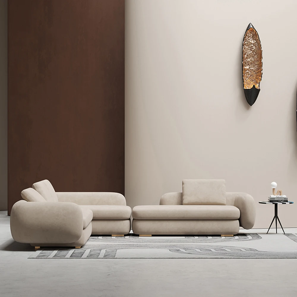 Luxury Nordic Design Frosted Fabric Modular Corner Sofa Modern L Shape ...