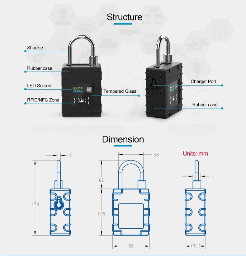 HHD GPS Tracker Electronic Logistic seal anti-theft lock