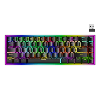 COUSO Hot Swappable 68 Keys Gaming Keyboard 60 percent RGB Backlit Ergonomic Wireless Mechanical Keyboard