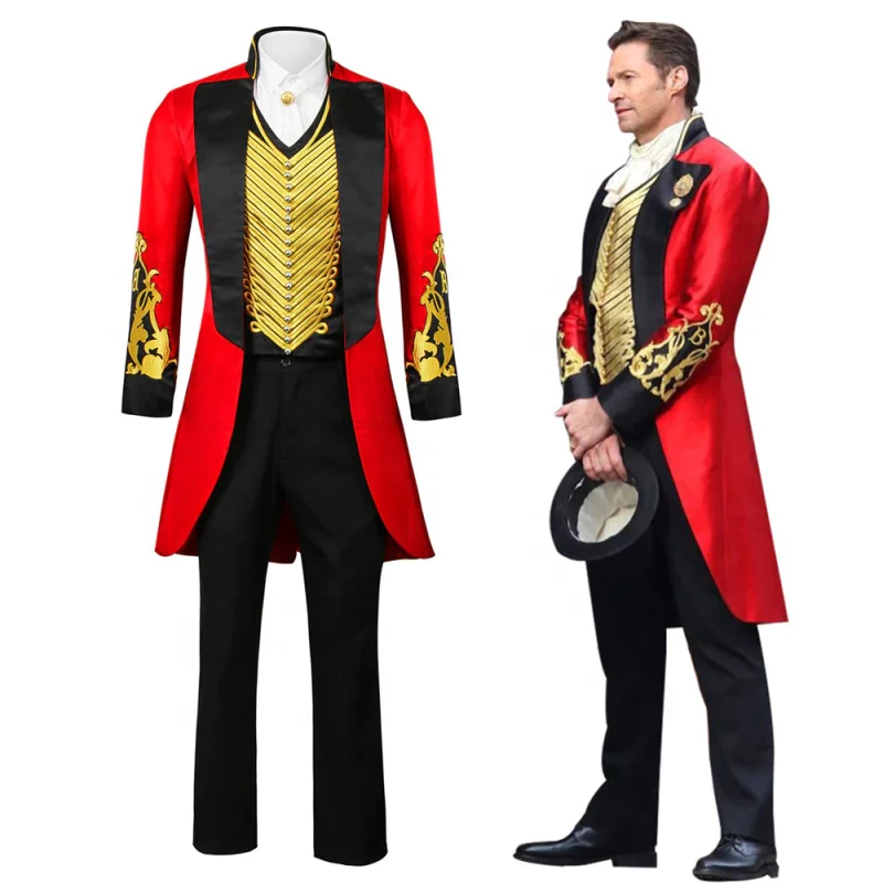 YOOJOO Mens Circus Ringmaster Jacket Adults Showman Tailcoat Costume Carnival Cosplay Party Outfits 