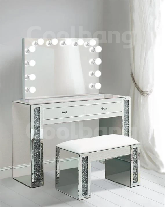 glitter dressing table mirror Bella Smoked Glitter Glass Vanity Dressing Table Mirror