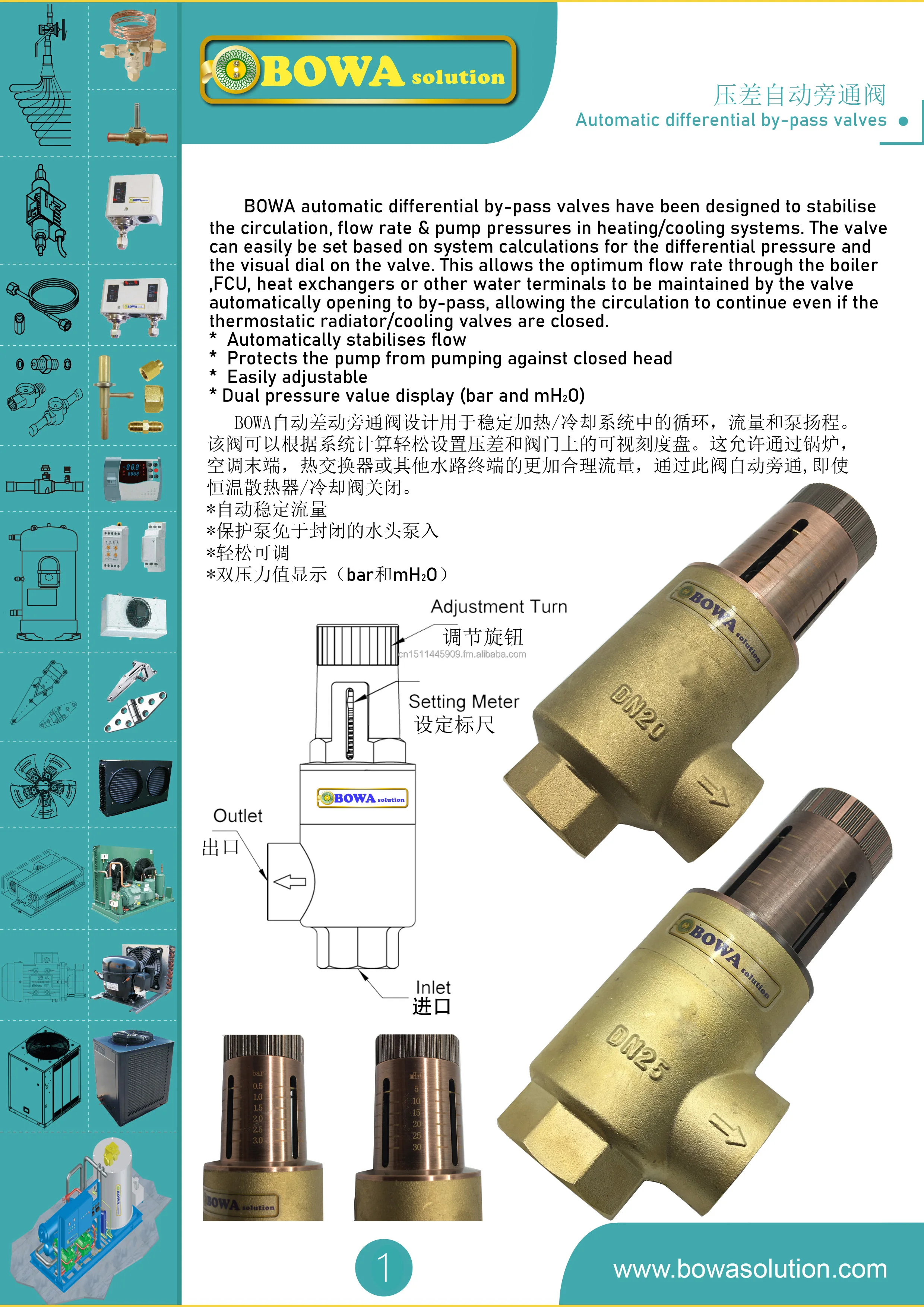 0.5 To 3bar Automatic Differential Bypass Valve Is Designed To