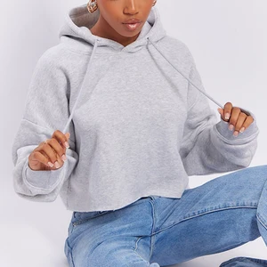 Manufacturer Wholesale Oversized Fit Women Heavyweight Cotton Blank Hoodies Custom Cut Edge Raw Hem Solid Color Cropped Hoodie