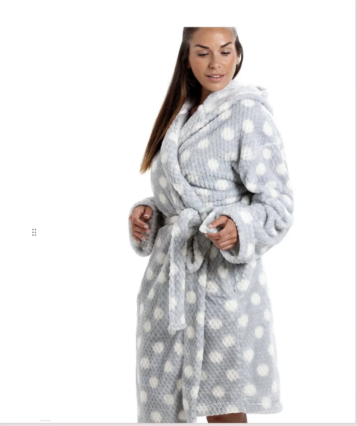 Wholesale Super Soft Fleece Honey Dot Luxurious Bathrobe Adult Thick Fleece Sleepwear Personalized Dressing Gown Polyester Wholesale Super Soft Fleece Honey Dot Luxurious Bathrobe Adult Thick Fleece Sleepwear Personalized Dressing Gown Polyester