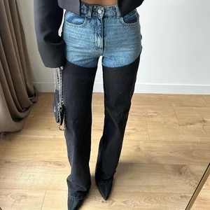 Clothing Manufacturers in China New Arrivals High Waist Straight Wide Leg Denim Pants Fashion Denim Splicing Women's Jeans