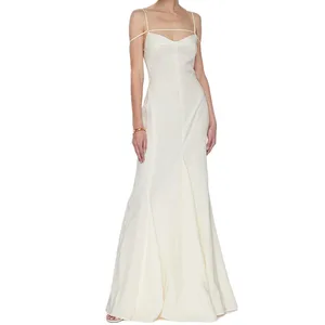 OEM 2026 New Arrival Charming Elegant Ladies Pure Color Cross-lace Backless Evening Dress