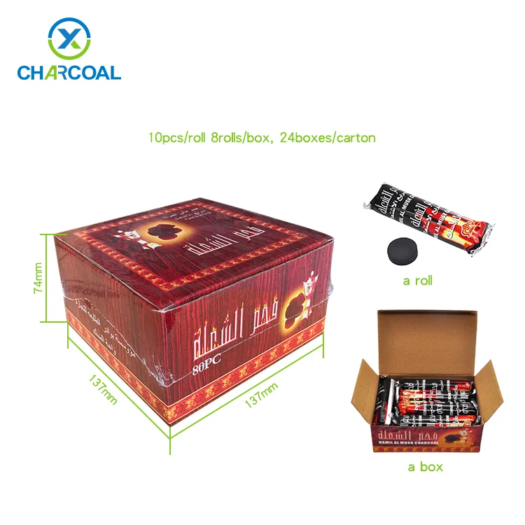 Yaxin Round Shisha Charcoal For Hookah Smoking Black 100 Natural