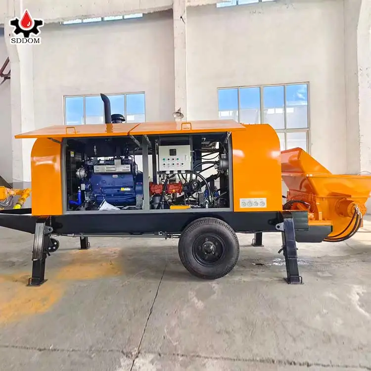 SDDOM Factory Small Concrete Pump diesel Mini Concrete Pump Trailer for Sale