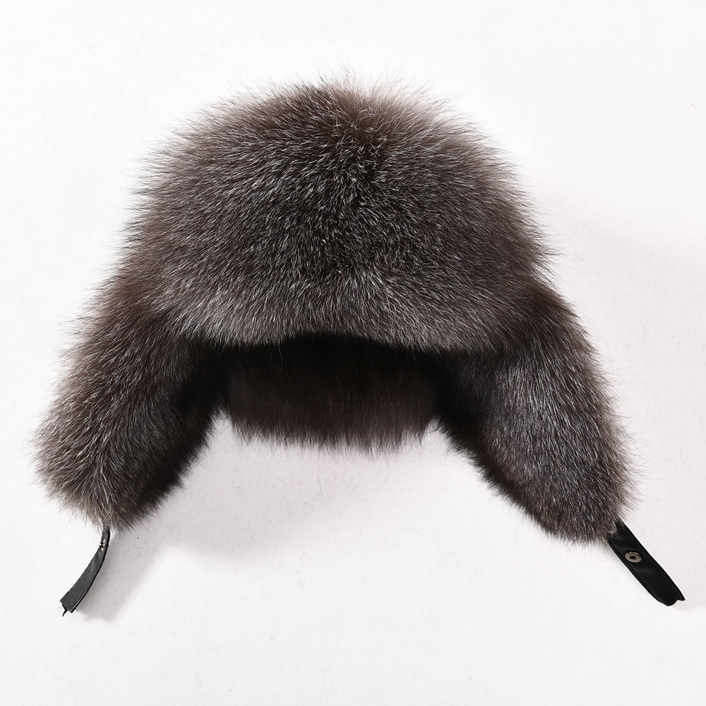 Luxurious Women\'s Real Raccoon Fur Trapper Hat, Genuine Fur & Natural Leather This raccoon Bomber hat is finished up! I tried something  main image 3