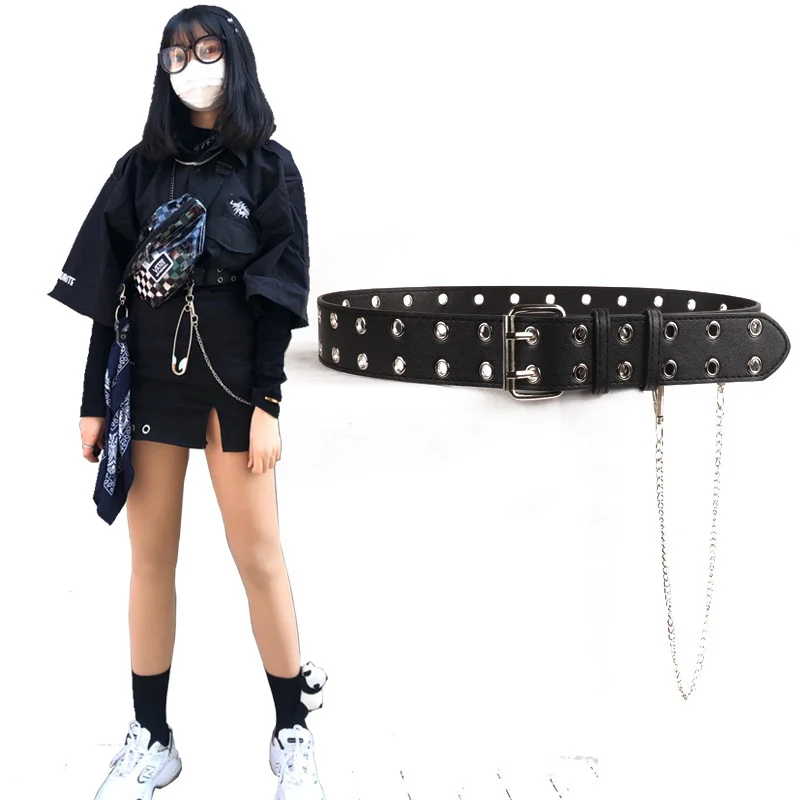 Женский двухбортный ремень из искусственной кожи с