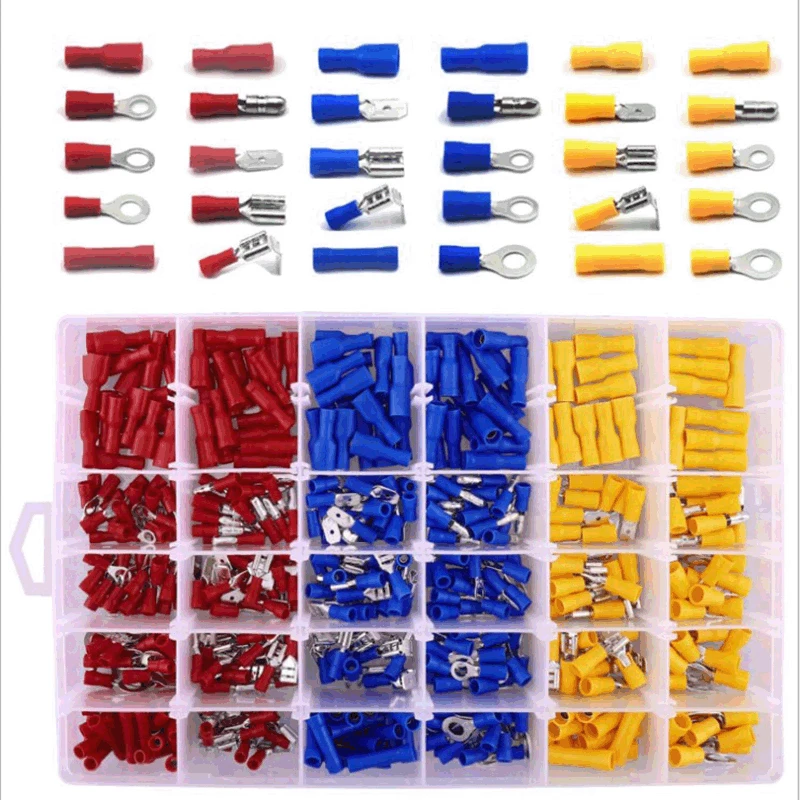 Whizzotech 480PCS Assorted Insulated Electrical Wire Terminal Crimp Connector Kit Spade Set 