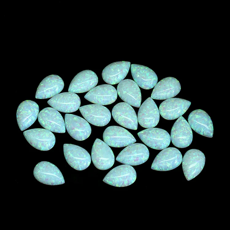 7MM Round Smooth Flat Bottom Machine Cut Cheap Prices Good Polishing Synthetic Blue Opal Cabochon Stone for Jewelry Making