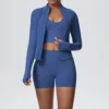 Blue  jacket+shorts+bra