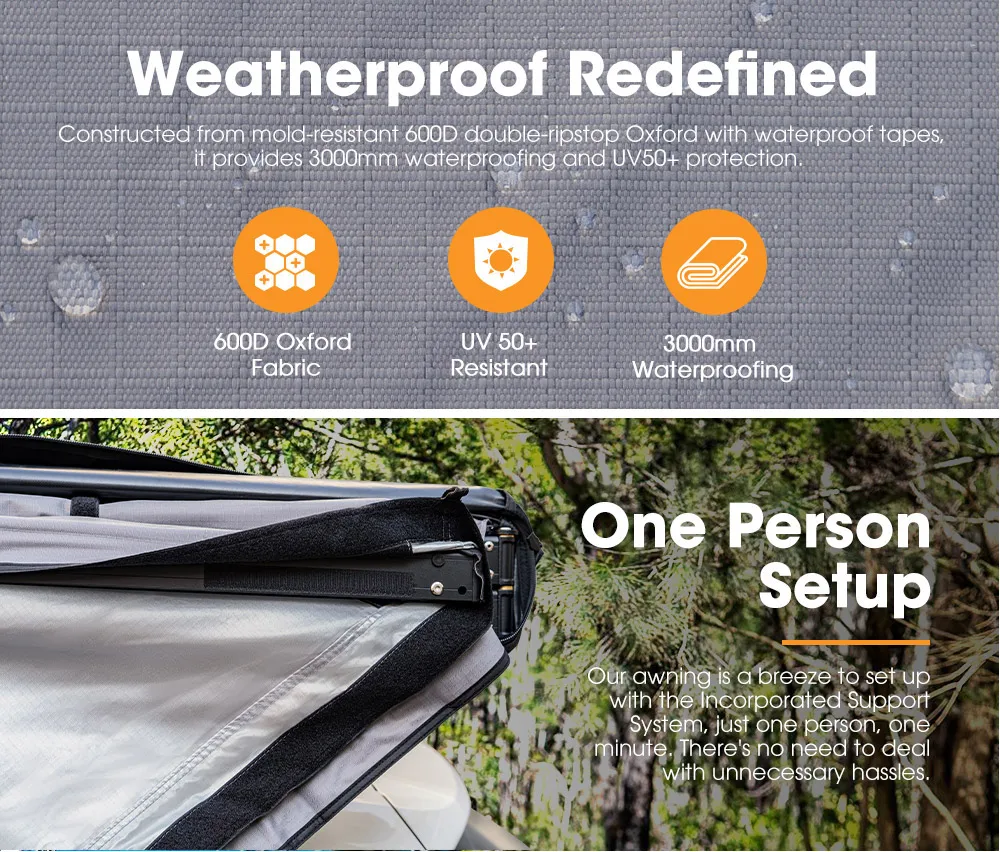 San Hima 4x4 180 Degree Car Side Awning Freestanding Batwing Waterproof ...