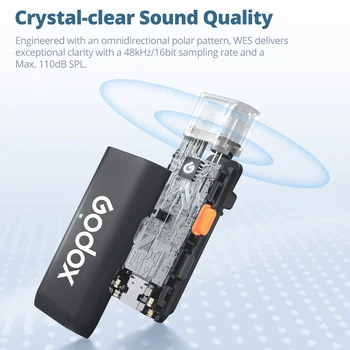 GODOX WES1 WES2 2.4GHz Wireless Microphone System Transmitter Receiver Live Broadcast Reduction Noise Mic for Camera Smartphone detail image