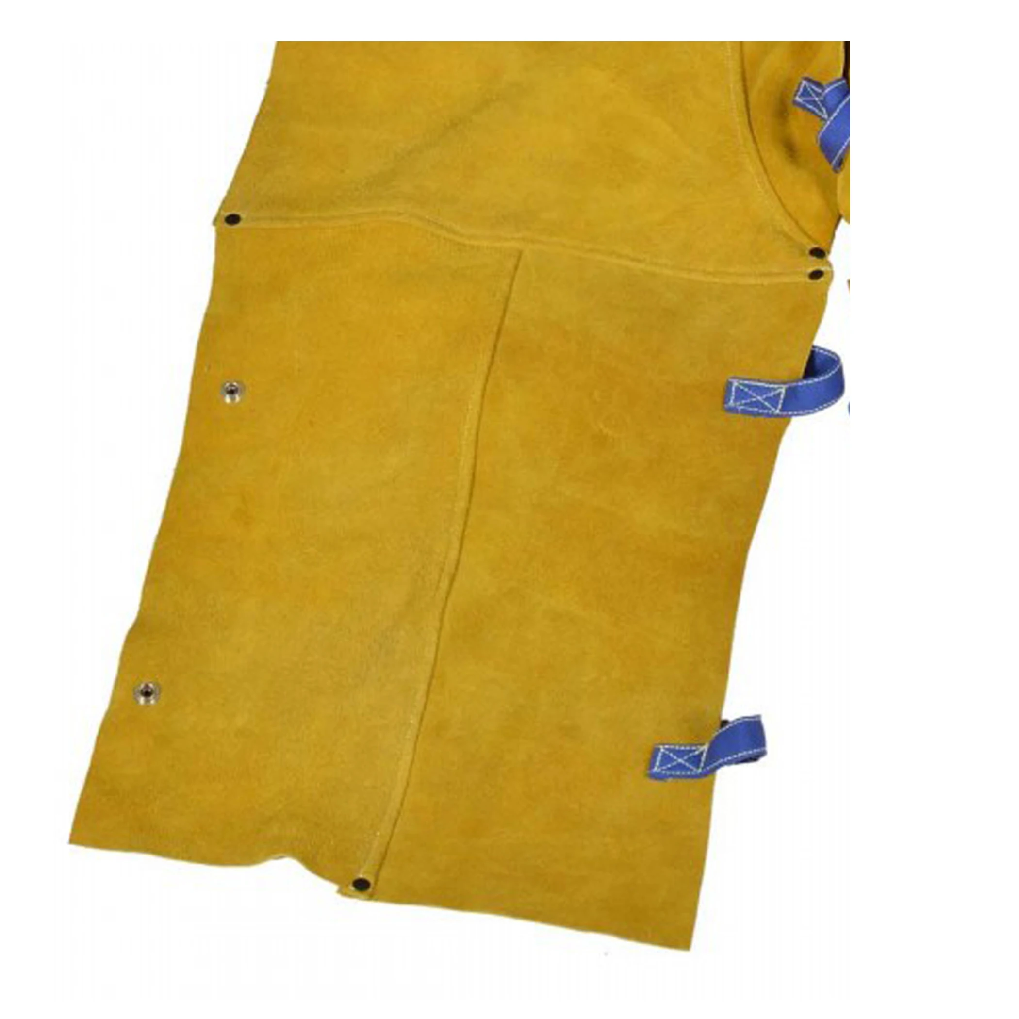 WELDING BIB APRON WITH FULL LEG/ MADE of GOLDEN COLOR DRY CLEANABLE & FR COWHIDE SPLIT SUEDE LEATHER
