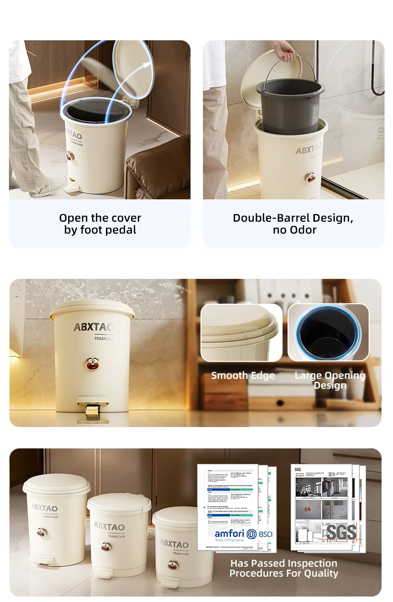 product wanuo cute cartoon decor foot pedal trash can plastic foot pedal garbage bin with removable inner bucket-3