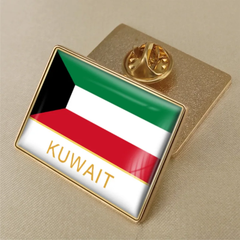 High Quality Flag of Kuwait Crystal Gel Drop Badge Brooch Flag Badges of All Countries in the World