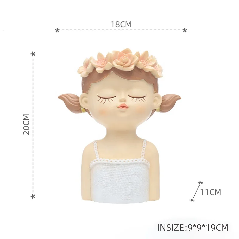 4 Shapes Available Cartoon Fairy Resin Eco-Friendly Outdoor Garden Flower Pots Planters Drainage Holes Customized Color