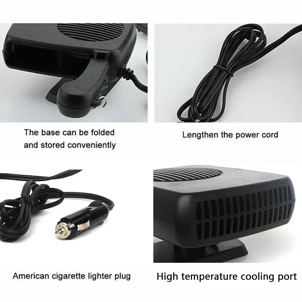 12/24V 200W Portable Auto Electric Car Heater Windshield 360 Degree  Rotationdc Electrically air Fan ABS Plug in Heater