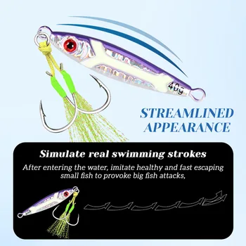 Tuolu Cross-Border Xiaopang Metal Jig Lure Long-Cast Slow-Rolling Noctilucent Laser Hard Bait Fish Bait Without Hooks Wholesale – Metal Jig – view 5