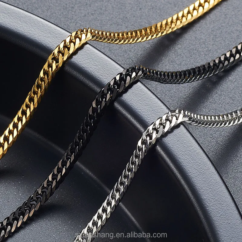 30MEN Stainless Steel 9mm Gold Plated Cuban Curb Chain BIG CZ Cross