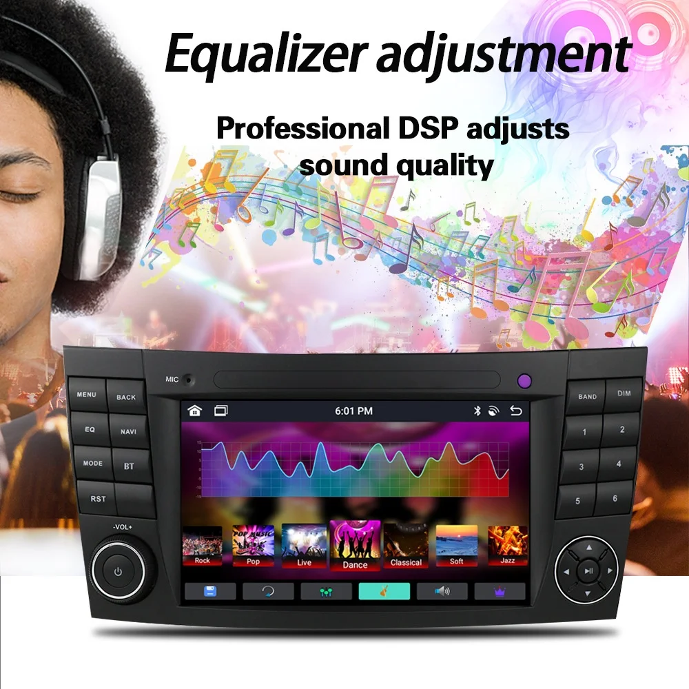 Android 13 Car Navigation MP5 Stereo Player for Bluetooth 5.0 Dashboard CarPlay for Mercedes-Benz W211 W219 1-Year Warranty USB