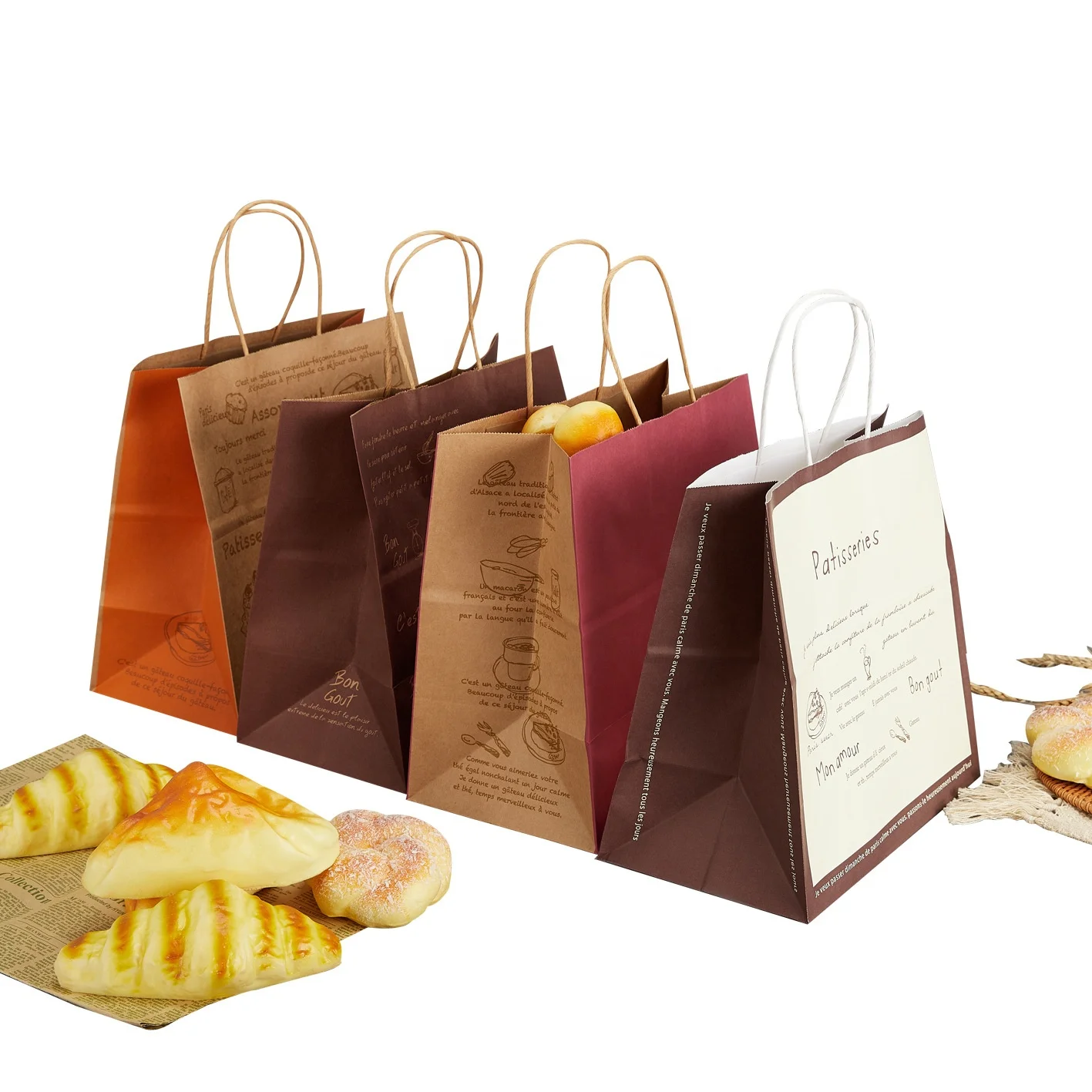 Paper Bag Custom Printed Kraft Paper Bags Recyclable Shopping Clothing Gift Bag Food Take away With Your Own Logo