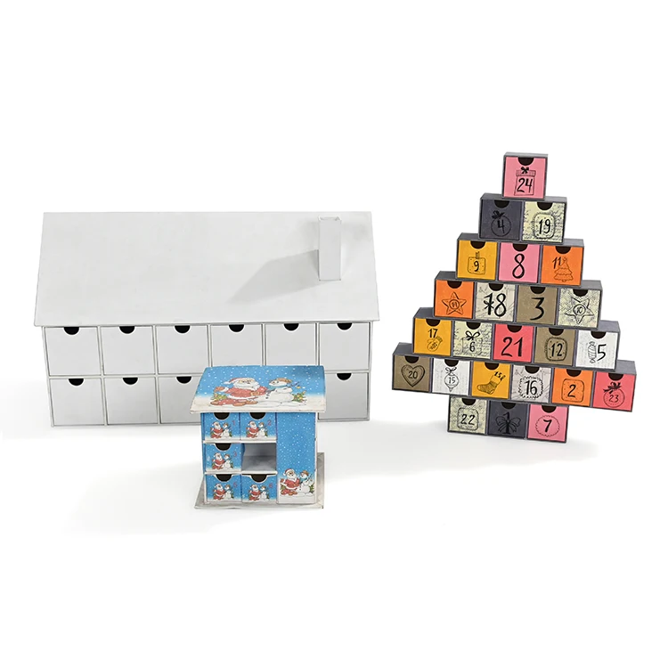 Wholesale Custom Logo Printed Christmas Advent Calendar Custom Empty Gift Box Advent Calendar