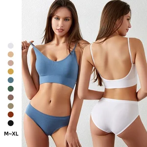 High Quality High Waist Women's Bralette Panties Set Ladies Briefs Casual Wireless Seamless Bras and Bikini Suit
