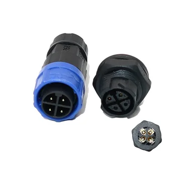LED Connector 4Pin with Panel Mount, Self Locking 15A M16 4Pin Male and Female Connectors with Screw in