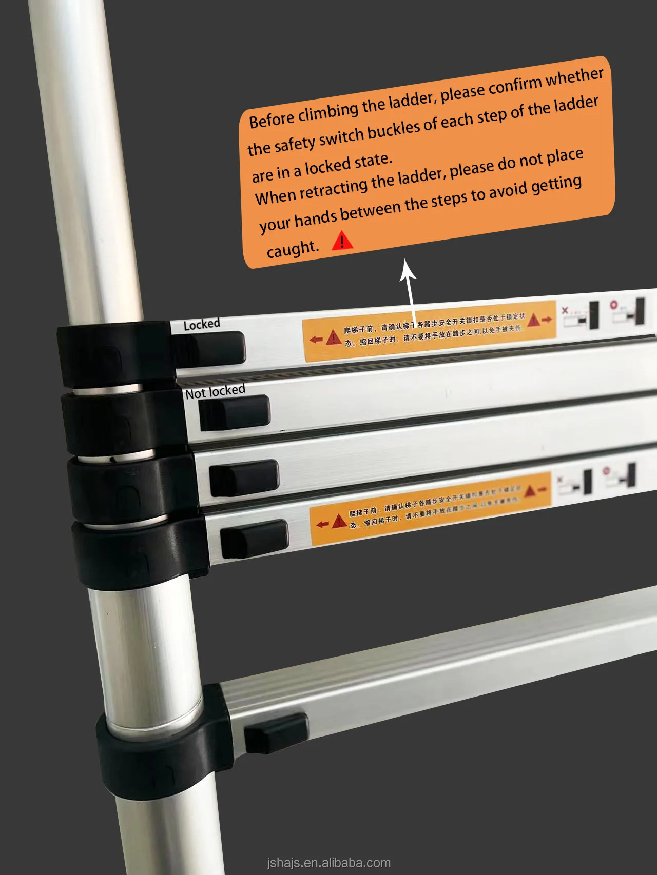 Telescopic Ladder Single Extendable Collapsible Ladder Aluminum 