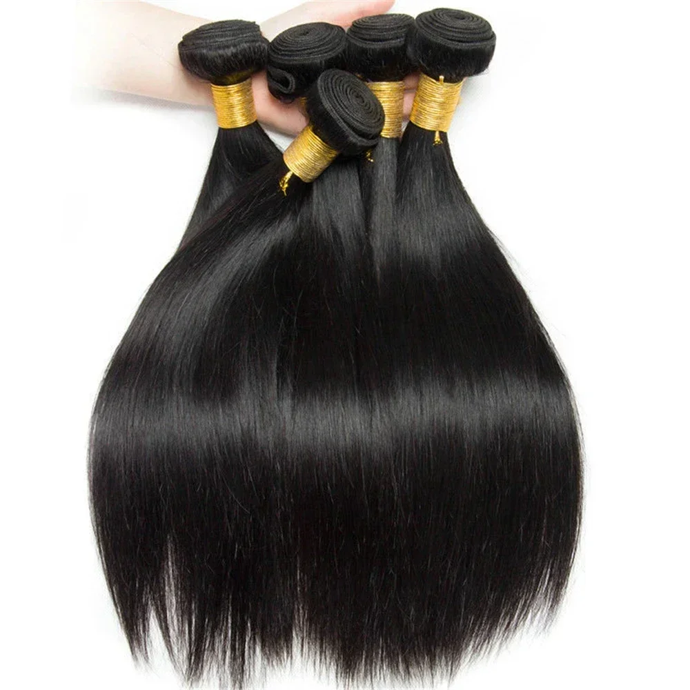 Brazilian Hair Weave Bundles Straight Human Hair Extension Natural Black Remy Hair Bundles 8-30 In_voghion.com