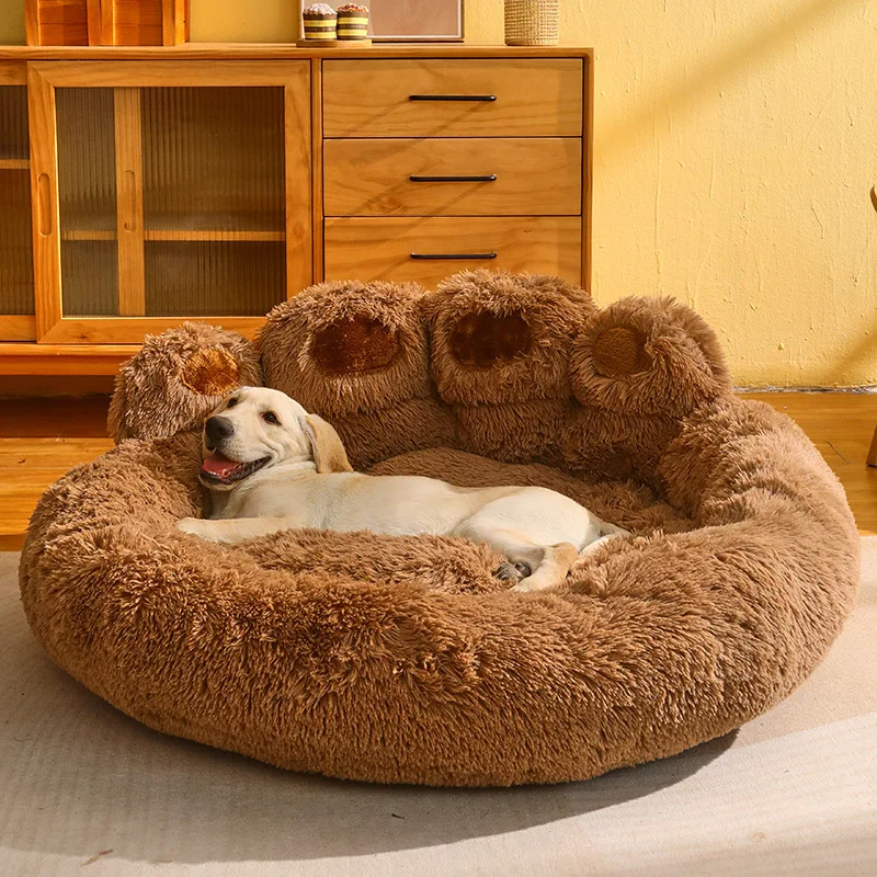 Aoyatex Factory Wholesale Luxury Pet Bed Soft Plush Dog House Pet Mat Round Warming Plush Pet Beds