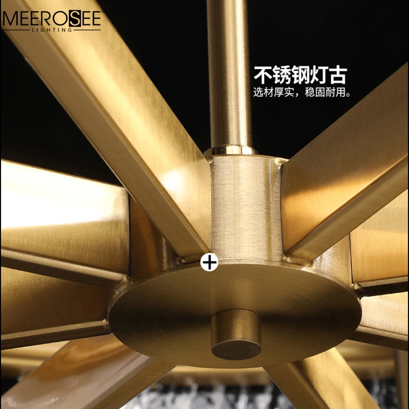 MEEROSEO Modern Style Glass Pendant Light Indoor Stainless steel Hotel Household Gold lustre Chandelier Pendant Lamp MD86707